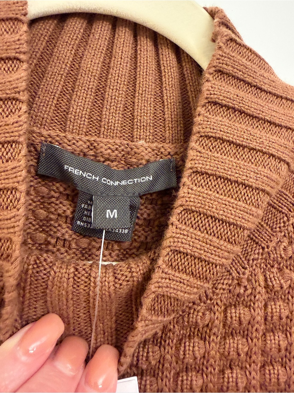 French Connection Mozart Popcorn Knit Sweater Vest Tan M NWT